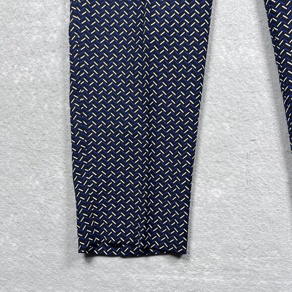 Ann Taylor Pants Womens 12 Black Blue Geometric Pull On Trousers Career Pockets - Picture 5 of 12